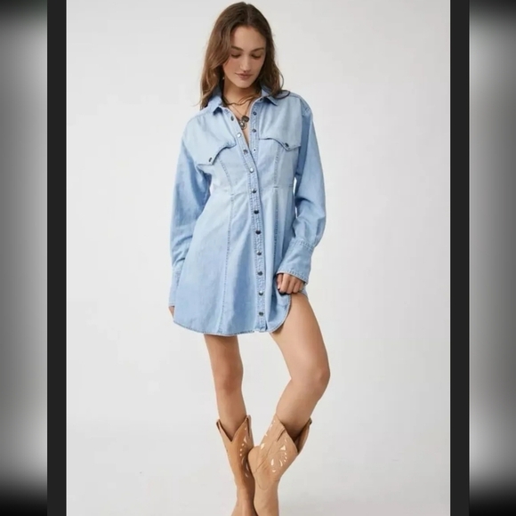 Free People Dresses & Skirts - Free People We the Free Sammie Mini Denim Dress Size Small